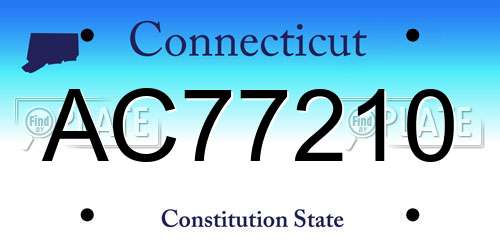 AC77210 Connecticut License Plate