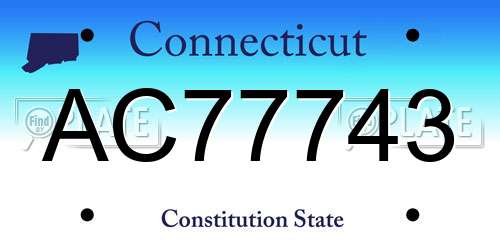 AC77743 Connecticut License Plate