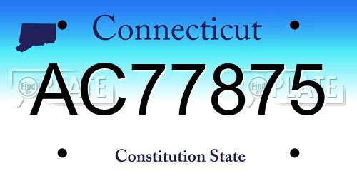 AC77875 Connecticut License Plate