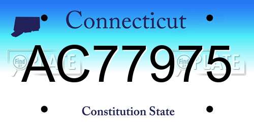 AC77975 Connecticut License Plate
