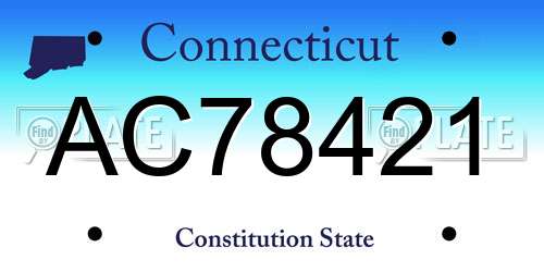 AC78421 Connecticut License Plate