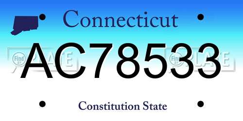 AC78533 Connecticut License Plate