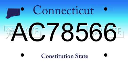 AC78566 Connecticut License Plate