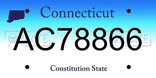 AC78866 Connecticut License Plate
