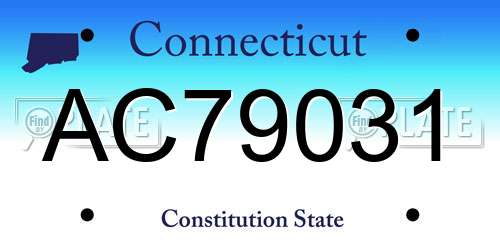 AC79031 Connecticut License Plate