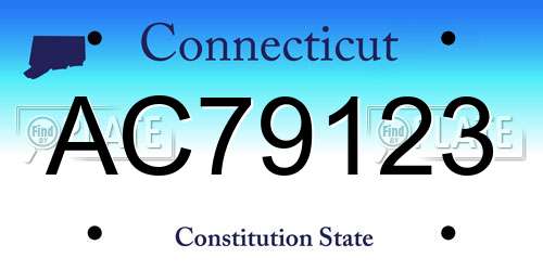 AC79123 Connecticut License Plate