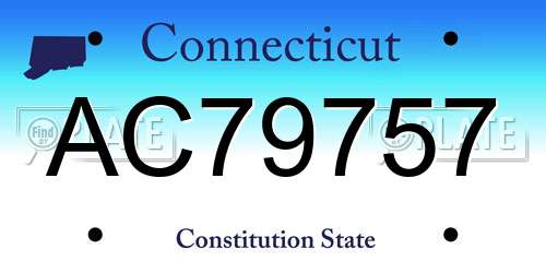 AC79757 Connecticut License Plate