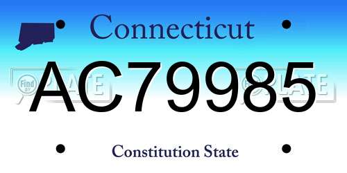 AC79985 Connecticut License Plate