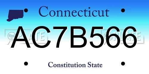 AC7B566 Connecticut License Plate