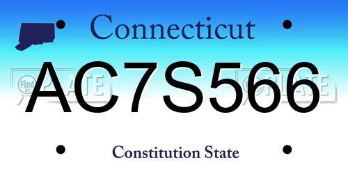 AC7S566 Connecticut License Plate