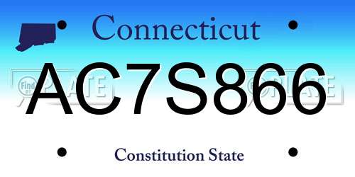 AC7S866 Connecticut License Plate