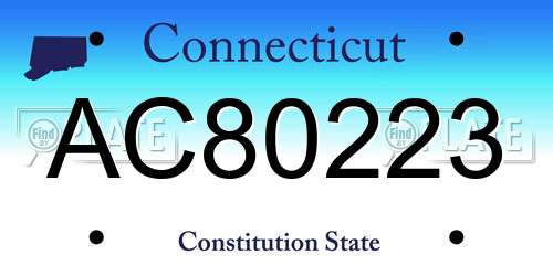 AC80223 Connecticut License Plate
