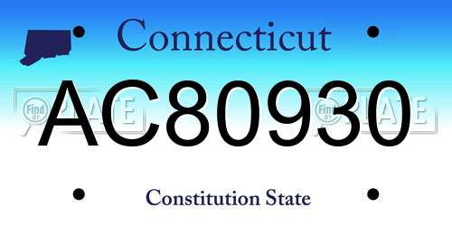 AC80930 Connecticut License Plate