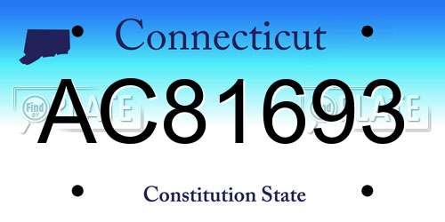 AC81693 Connecticut License Plate