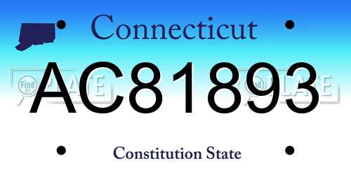 AC81893 Connecticut License Plate
