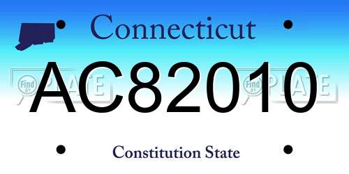AC82010 Connecticut License Plate