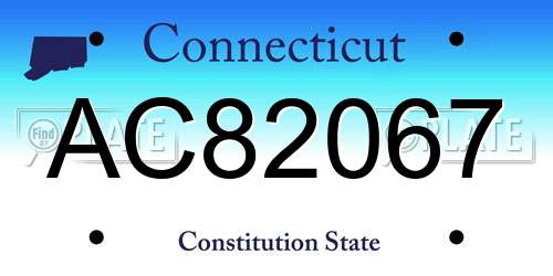 AC82067 Connecticut License Plate