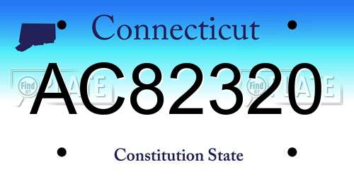 AC82320 Connecticut License Plate