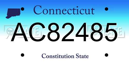 AC82485 Connecticut License Plate