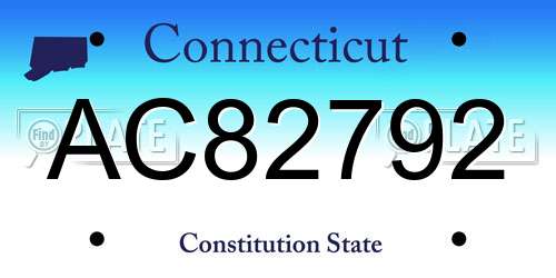 AC82792 Connecticut License Plate