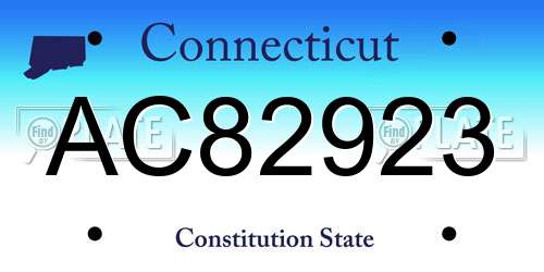 AC82923 Connecticut License Plate