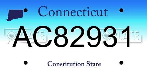 AC82931 Connecticut License Plate