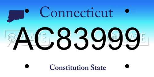 AC83999 Connecticut License Plate