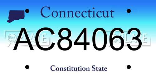 AC84063 Connecticut License Plate