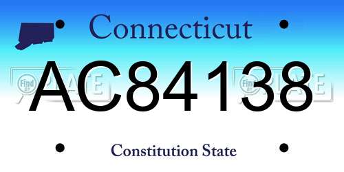 AC84138 Connecticut License Plate
