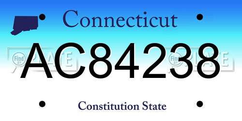 AC84238 Connecticut License Plate