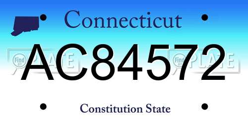 AC84572 Connecticut License Plate