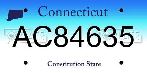 AC84635 Connecticut License Plate