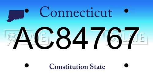 AC84767 Connecticut License Plate
