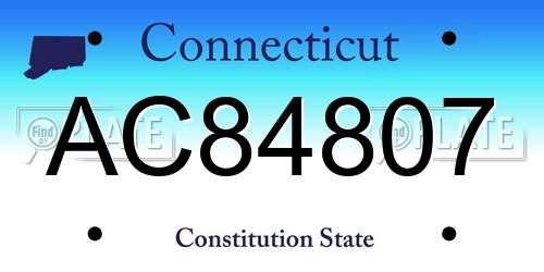 AC84807 Connecticut License Plate
