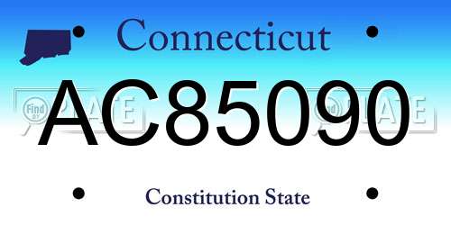 AC85090 Connecticut License Plate