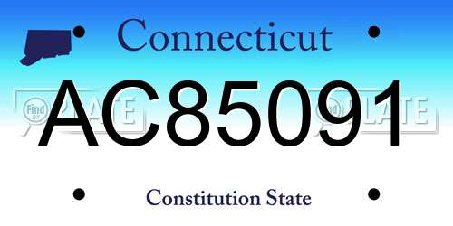 AC85091 Connecticut License Plate