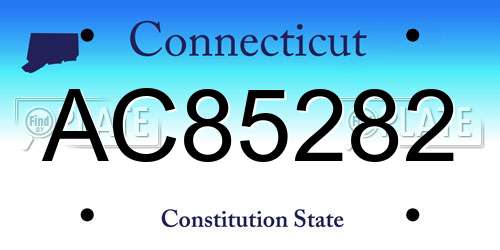 AC85282 Connecticut License Plate