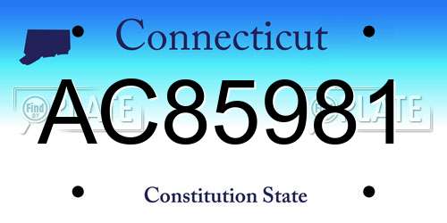 AC85981 Connecticut License Plate