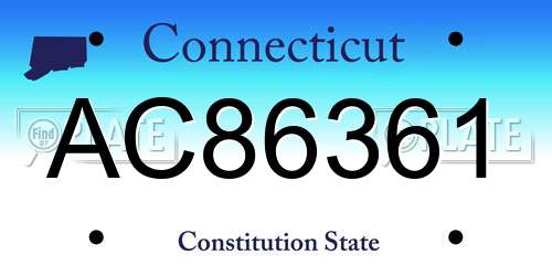 AC86361 Connecticut License Plate