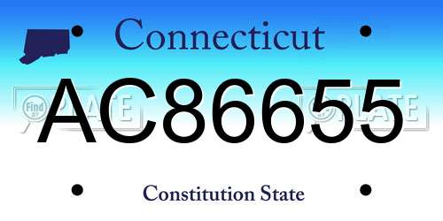 AC86655 Connecticut License Plate