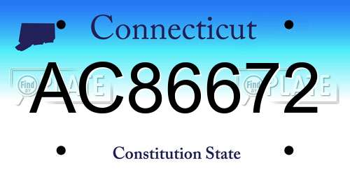 AC86672 Connecticut License Plate