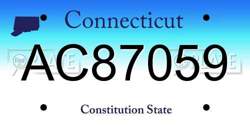 AC87059 Connecticut License Plate