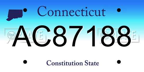 AC87188 Connecticut License Plate