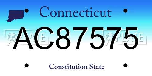 AC87575 Connecticut License Plate