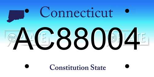 AC88004 Connecticut License Plate