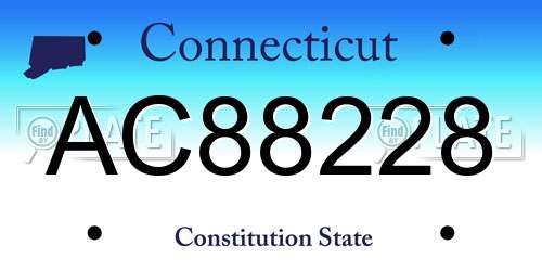 AC88228 Connecticut License Plate
