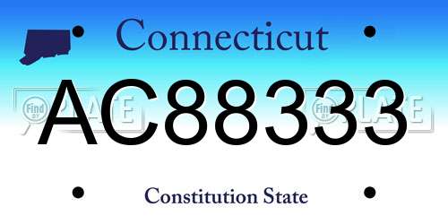 AC88333 Connecticut License Plate