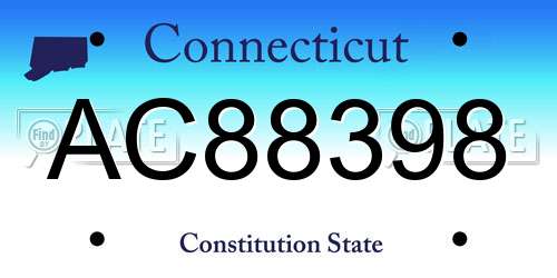 AC88398 Connecticut License Plate