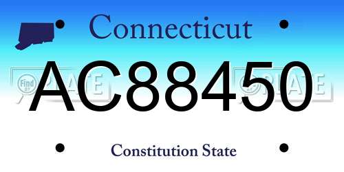 AC88450 Connecticut License Plate