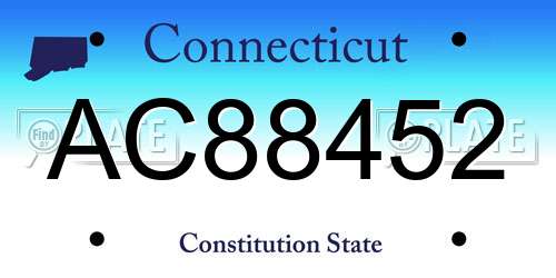 AC88452 Connecticut License Plate
